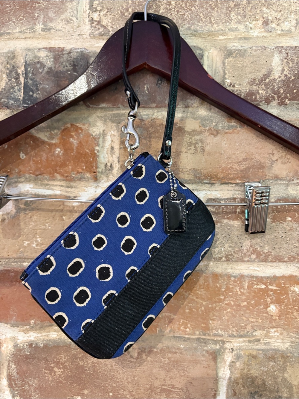 Blue Polka Dot Wristlet Clutch